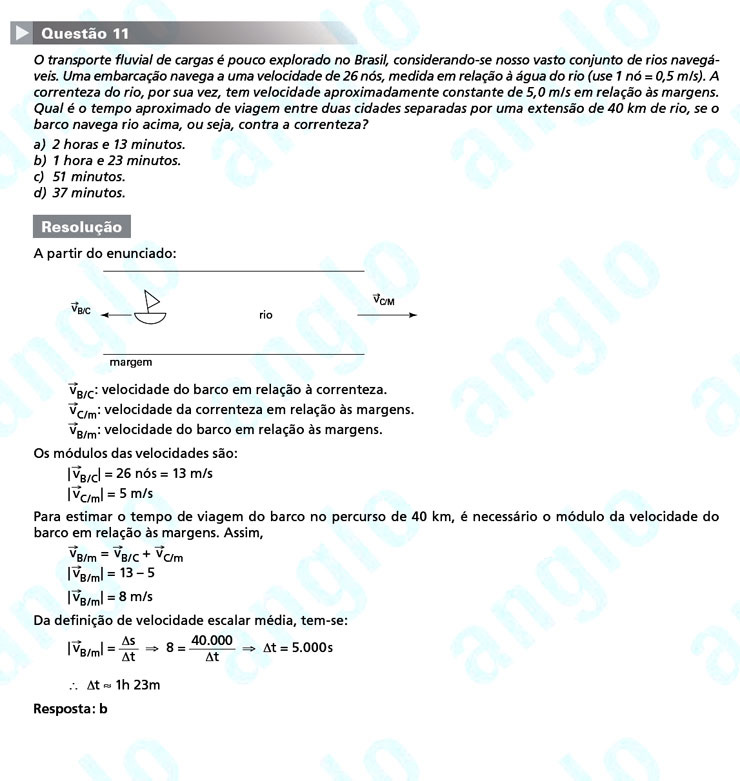 Primeira fase Unicamp 2012: Questão 11 (prova Q e Z)