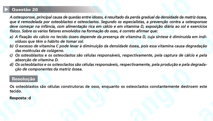 Primeira fase Unicamp 2012: Questão 20 (prova Q e Z)