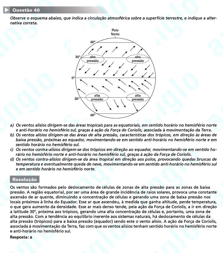 Primeira fase Unicamp 2012: Questão 40 (prova Q e Z)