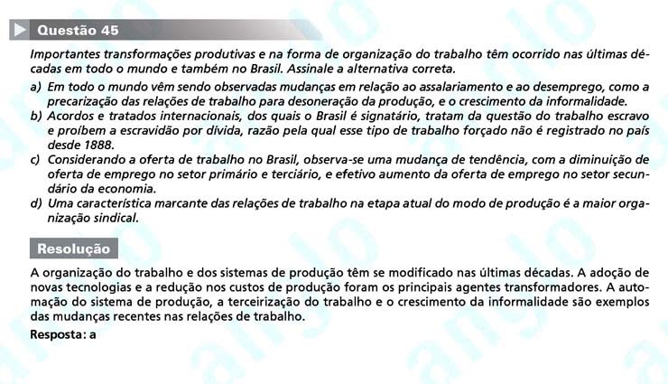 Primeira fase Unicamp 2012: Questão 45 (prova Q e Z)