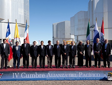A Aliança do Pacífico foi criada em 2012. Envolve Chile, Peru, México e Colômbia, além de várias nações que são apenas observadoras, de diversos continentes. Os quatro países da Aliança do Pacífico representam 36% do PIB da América Latina. (Foto: Wikimedia Commons) A Aliança do Pacífico foi criada em 2012. Envolve Chile, Peru, México e Colômbia, além de várias nações que são apenas observadoras, de diversos continentes. Os quatro países da Aliança do Pacífico representam 36% do PIB da América Latina. (Foto: Wikimedia Commons)