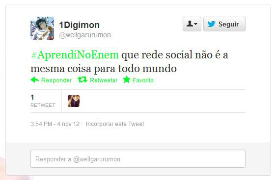 Usando a hashtag #AprendiNoEnem, usuários fazem piada com o conteúdo das provas do Exame Nacional do Ensino Médio, aplicado nos dias 3 e 4 de novembro Usando a hashtag #AprendiNoEnem, usuários fazem piada com o conteúdo das provas do Exame Nacional do Ensino Médio, aplicado nos dias 3 e 4 de novembro