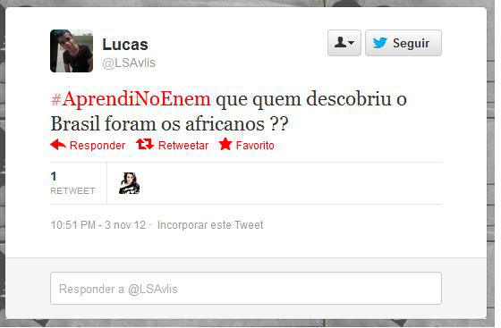 Usando a hashtag #AprendiNoEnem, usuários fazem piada com o conteúdo das provas do Exame Nacional do Ensino Médio, aplicado nos dias 3 e 4 de novembro Usando a hashtag #AprendiNoEnem, usuários fazem piada com o conteúdo das provas do Exame Nacional do Ensino Médio, aplicado nos dias 3 e 4 de novembro