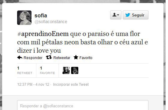 Usando a hashtag #AprendiNoEnem, usuários fazem piada com o conteúdo das provas do Exame Nacional do Ensino Médio, aplicado nos dias 3 e 4 de novembro Usando a hashtag #AprendiNoEnem, usuários fazem piada com o conteúdo das provas do Exame Nacional do Ensino Médio, aplicado nos dias 3 e 4 de novembro