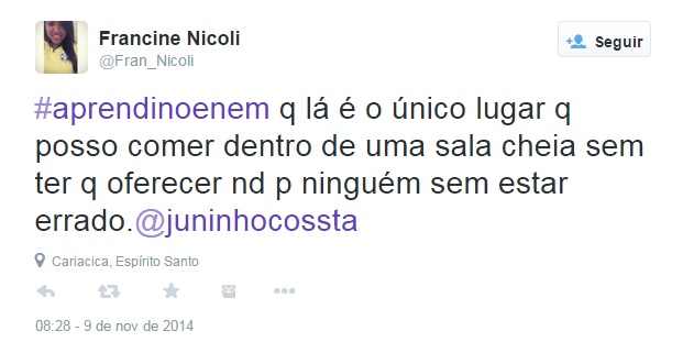 A zoeira não tem fim: candidatos aproveitam a rede social para criar memes e brincadeiras sobre o Enem, que acontece no fim de semana dos dias 8 e 9 de novembro