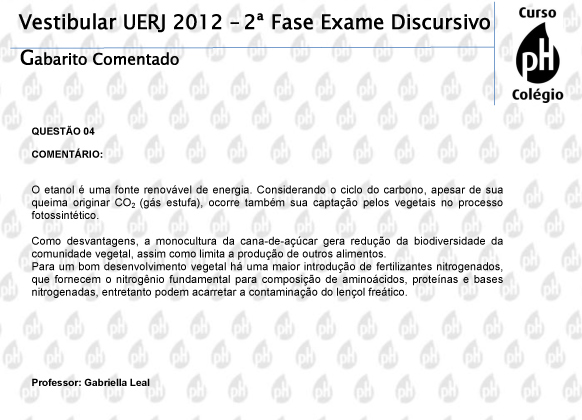 Uerj 2012 – Biologia (questão 4)