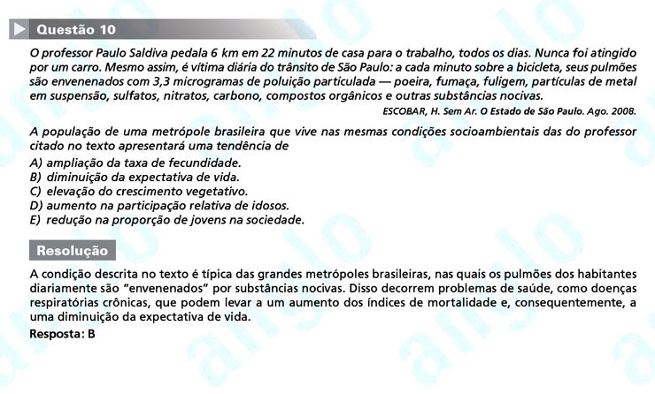 Enem 2011: Questão 10 – Ciências Humanas (prova azul)