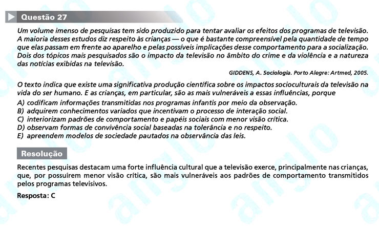 Enem 2011: Questão 27 – Ciências Humanas (prova azul)