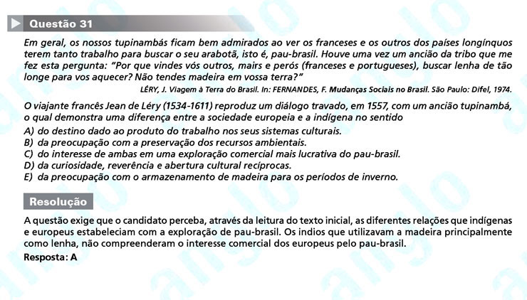 Enem 2011: Questão 31 – Ciências Humanas (prova azul)