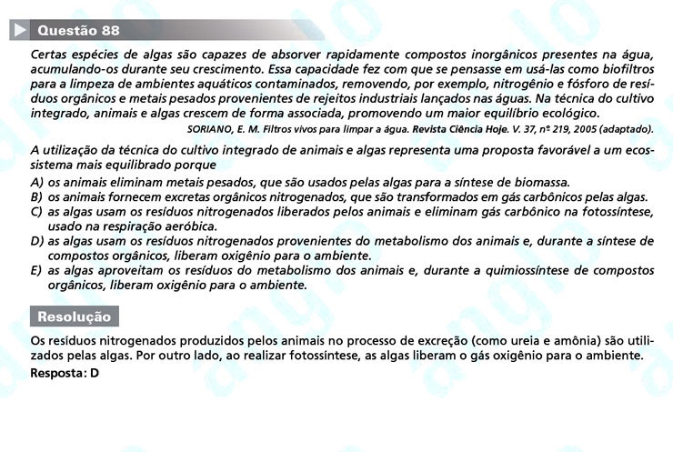 Enem 2011: Questão 88- Ciências da Natureza (prova azul)