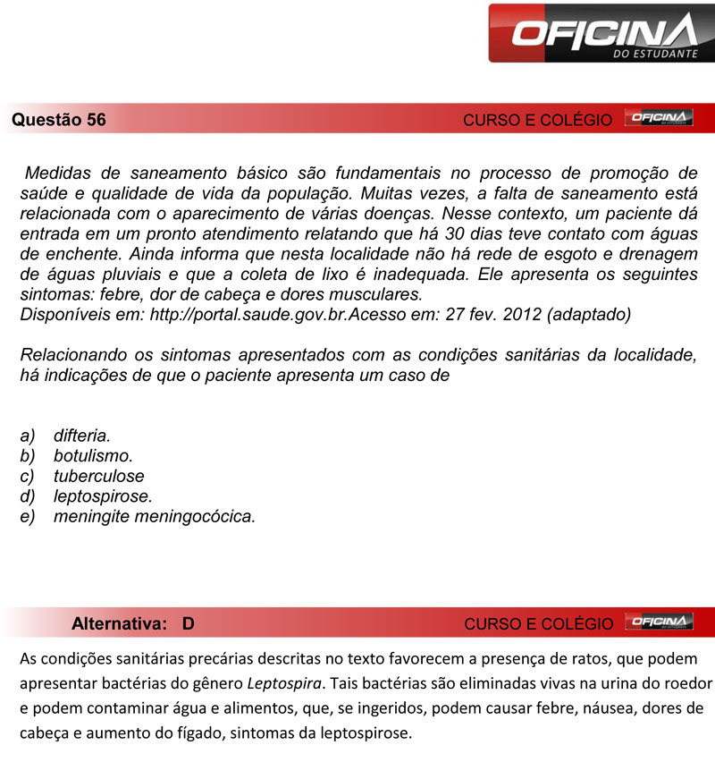 Enem 2012: correção da questão 56