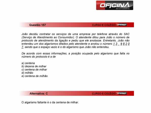 Enem 2012: correção da questão 157