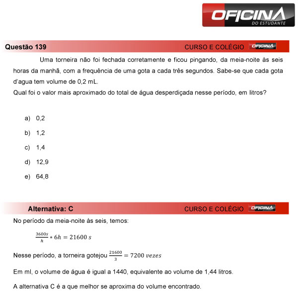 Enem 2013 – Correção da questão 139 – Matemática