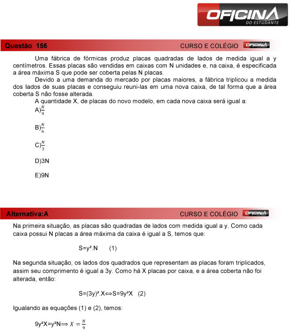 Enem 2013 – Correção da questão 156 – Matemática