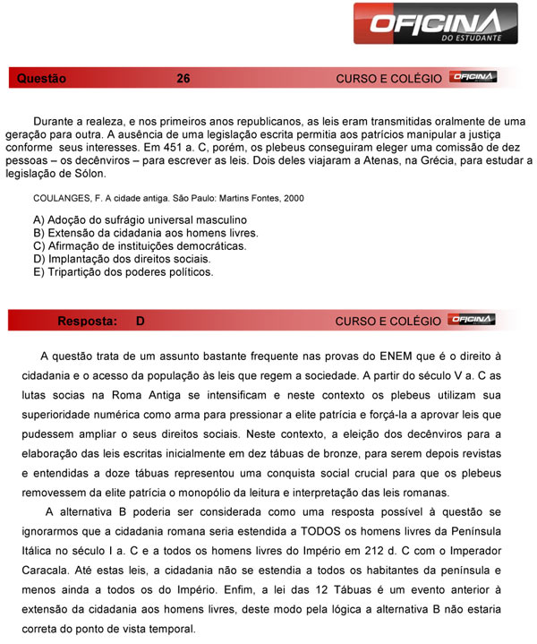 Enem 2013 – Correção da questão 26 – Ciências Humanas