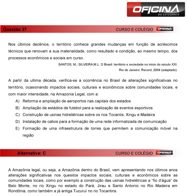 Enem 2013 – Correção da questão 37 – Ciências Humanas