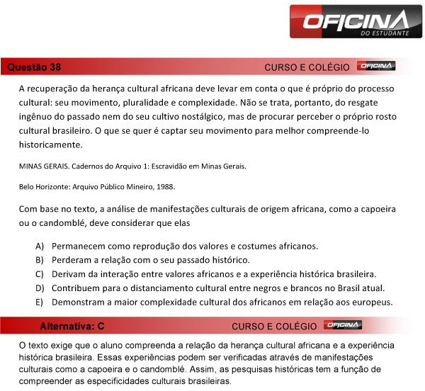 Enem 2013 – Correção da questão 38 – Ciências Humanas