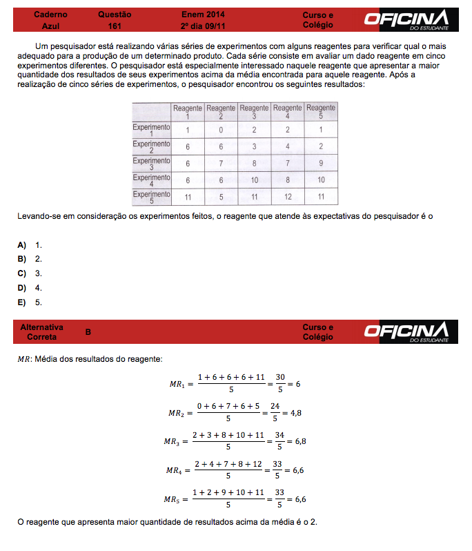 Enem 2014: correção da questão 161