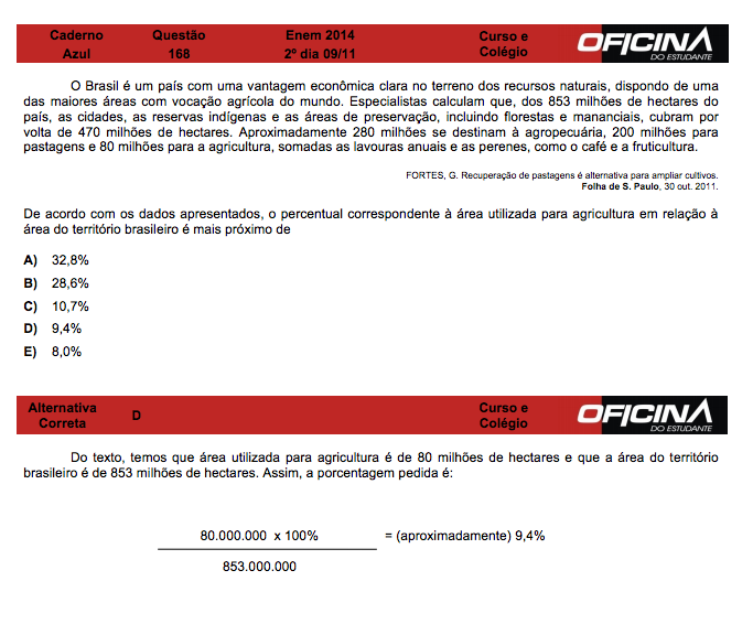 Enem 2014: correção da questão 168