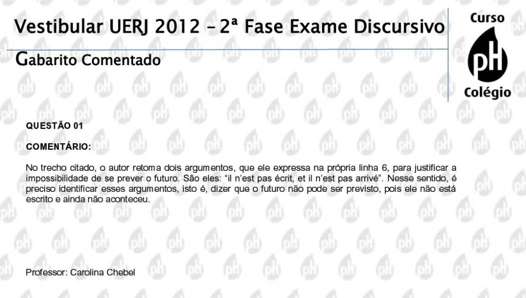 Uerj 2012 – Francês (questão 1)