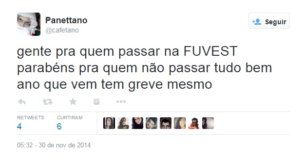 A primeira fase da Fuvest 2015 está acontecendo neste domingo (30) e estudantes aproveitam para postar imagens divertidas na rede.