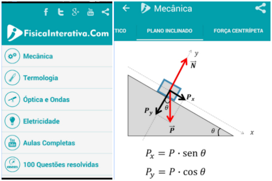 Além de trazer resumos e aulas de física completas, o aplicativo Física Interativa possui um banco de 100 questões do Enem resolvidas em vídeo. Também é possível navegar pelas fórmulas offline. O app está disponível apenas para Android. (Imagem: Reprodução)