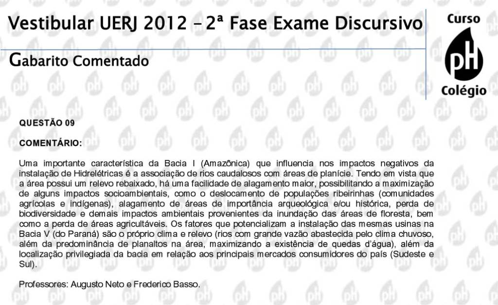 Uerj 2012 – Geografia (questão 9)