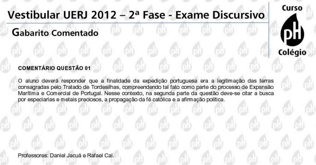 Uerj 2012 – História (questão 2)