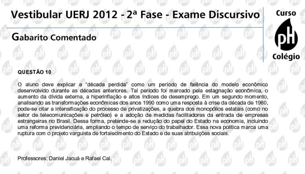 Uerj 2012 – História (questão 10)