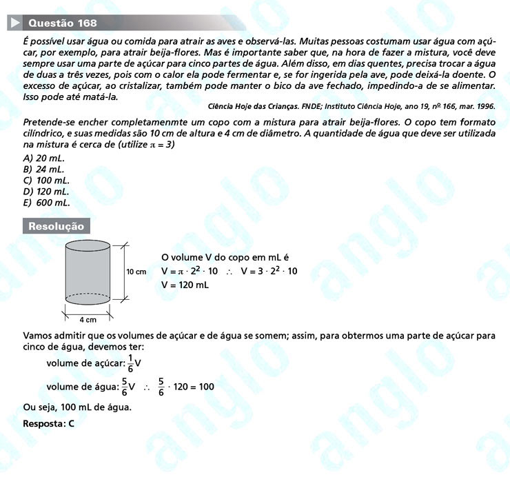 Enem 2011: Questão 168 – Matemática (prova amarela)