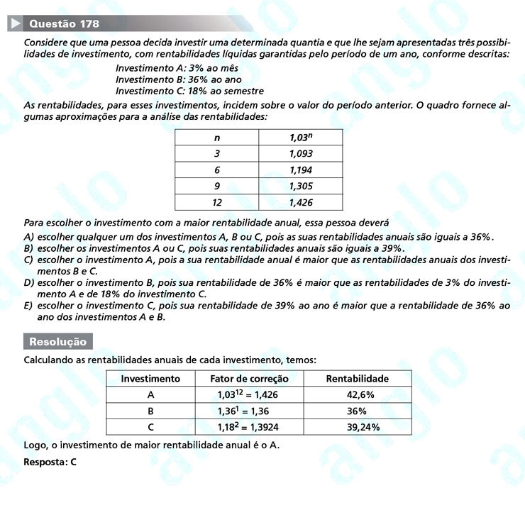 Enem 2011: Questão 178 – Matemática (prova amarela)