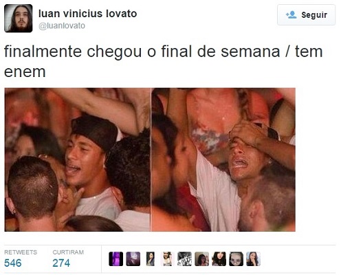 Sem limites para a zoeira: estudantes e usuários das redes sociais aproveitam para fazer piada com a tensão da prova, que acontece no fim de semana de 24 e 25 de outubro Sem limites para a zoeira: estudantes e usuários das redes sociais aproveitam para fazer piada com a tensão da prova, que acontece no fim de semana de 24 e 25 de outubro