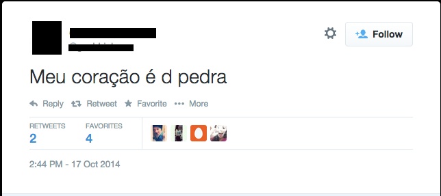 É a utilização de um termo com significado diferente do habitual com base na semelhança do mesmo com a ideia que se quer passar. Por exemplo, o coração da autora do tweet não é realmente de pedra, mas a ideia de dureza se aproxima da forma como ela se vê: como uma pessoa pouco sentimental.