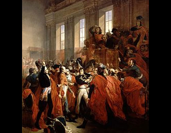 Foi nessa época que o General Napoleão Bonaparte começou sua escalada ao poder. Famoso no país por conta das vitórias militares, ele foi enviado pela Convenção Nacional para uma campanha militar no Egito. Só que o ato da Convenção, motivado por medo da popularidade de Napoleão, deu errado. Ele voltou ao país e deu um golpe de estado, conhecido como 18 de Brumário. Foi nessa época que o General Napoleão Bonaparte começou sua escalada ao poder. Famoso no país por conta das vitórias militares, ele foi enviado pela Convenção Nacional para uma campanha militar no Egito. Só que o ato da Convenção, motivado por medo da popularidade de Napoleão, deu errado. Ele voltou ao país e deu um golpe de estado, conhecido como 18 de Brumário.