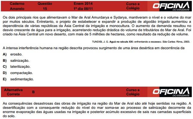 Enem 2014: correção da questão 15