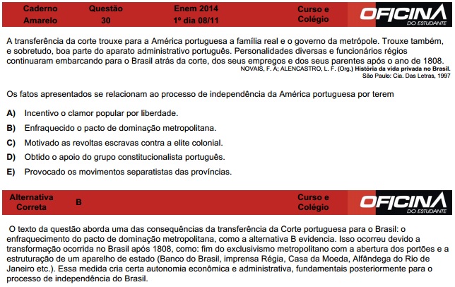 Enem 2014: correção da questão 30