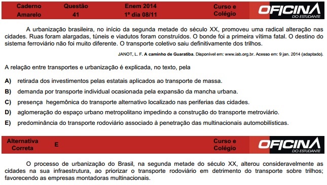 Enem 2014: correção da questão 41