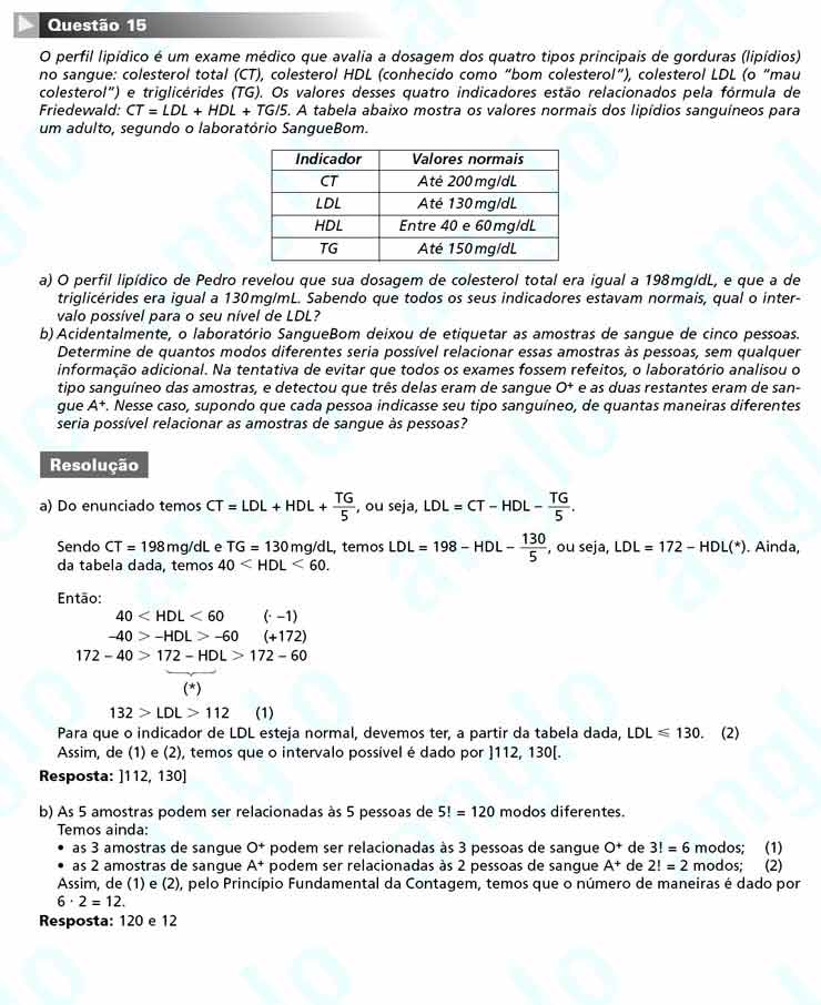 Unicamp 2011 – segunda fase: Questão 15 – Matemática