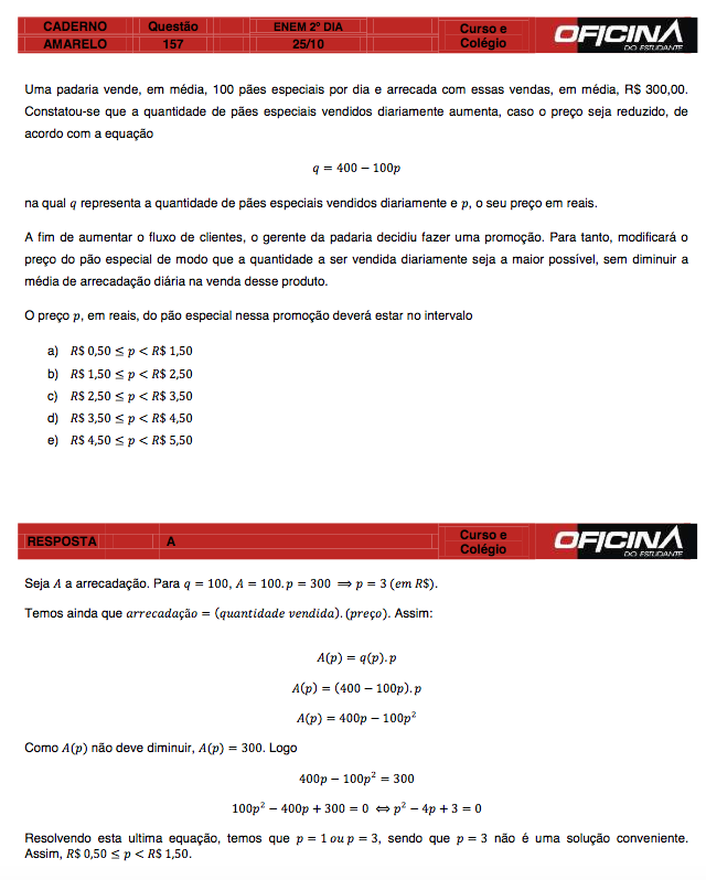 Enem 2015: correção da questão 157