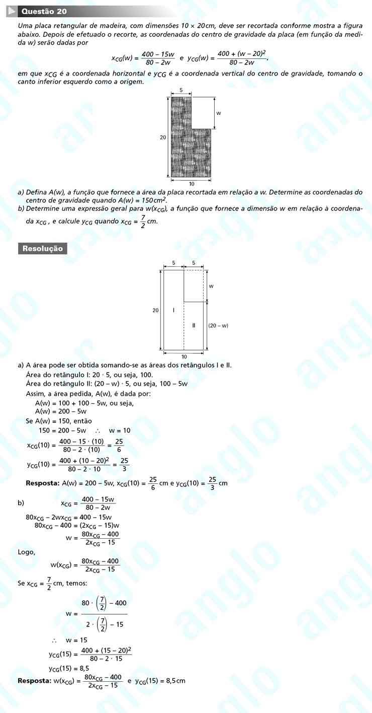 Unicamp 2011 – segunda fase: Questão 20 – Matemática