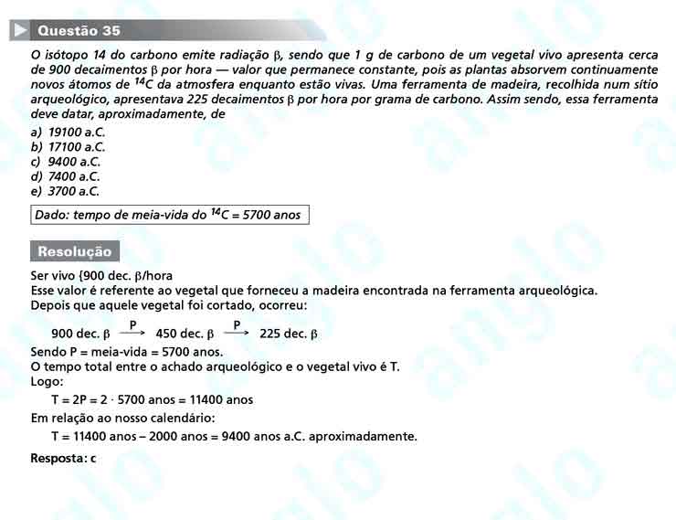 FUVEST 2011 – Primeira Fase – Questão 35