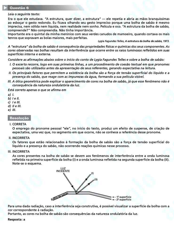 FUVEST 2011 – Primeira Fase – Questão 6