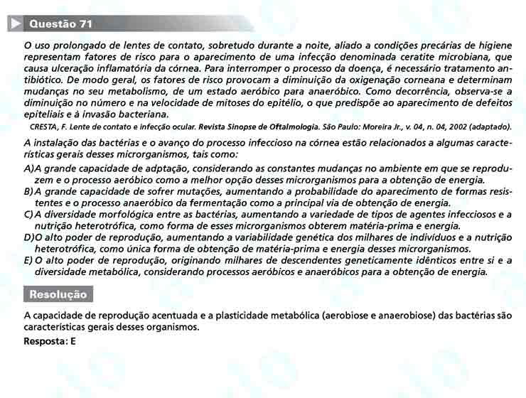 Enem 2010: Questão 71 – Ciências da Natureza (prova azul)