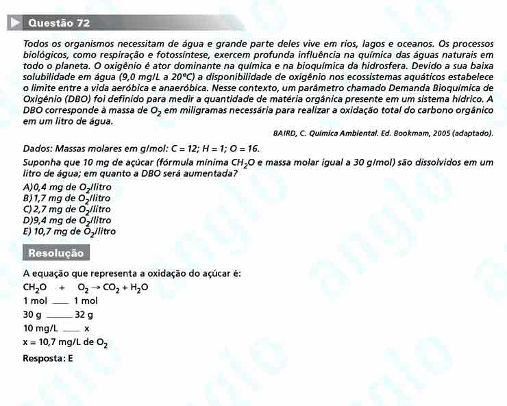Enem 2010: Questão 72 -Ciências da Natureza (prova azul)