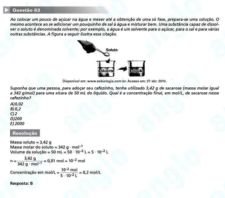 Enem 2010: Questão 83 -Ciências da Natureza (prova azul)