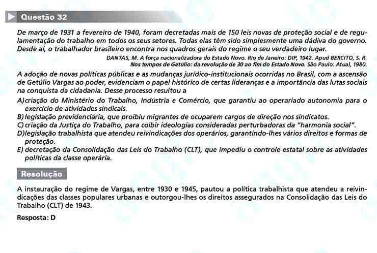 Enem 2010: Questão 32 – Ciências Humanas (prova azul)