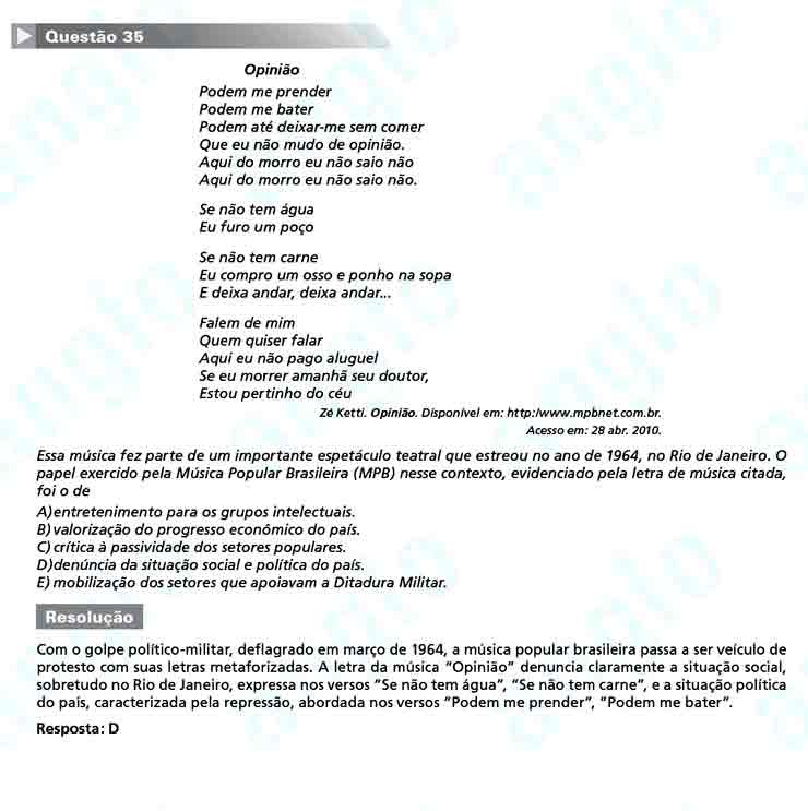 Enem 2010: Questão 35 – Ciências Humanas (prova azul)