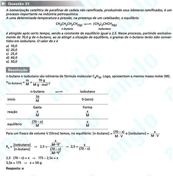 Primeira fase Fuvest 2012: questão 31 (prova V)