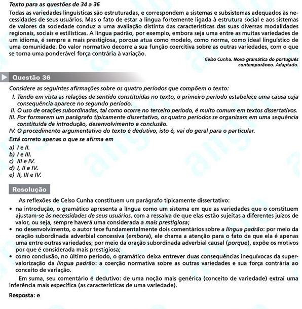 Primeira fase Fuvest 2012: questão 36 (prova V)