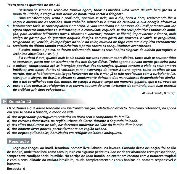 Primeira fase Fuvest 2012: questão 43 (prova V)